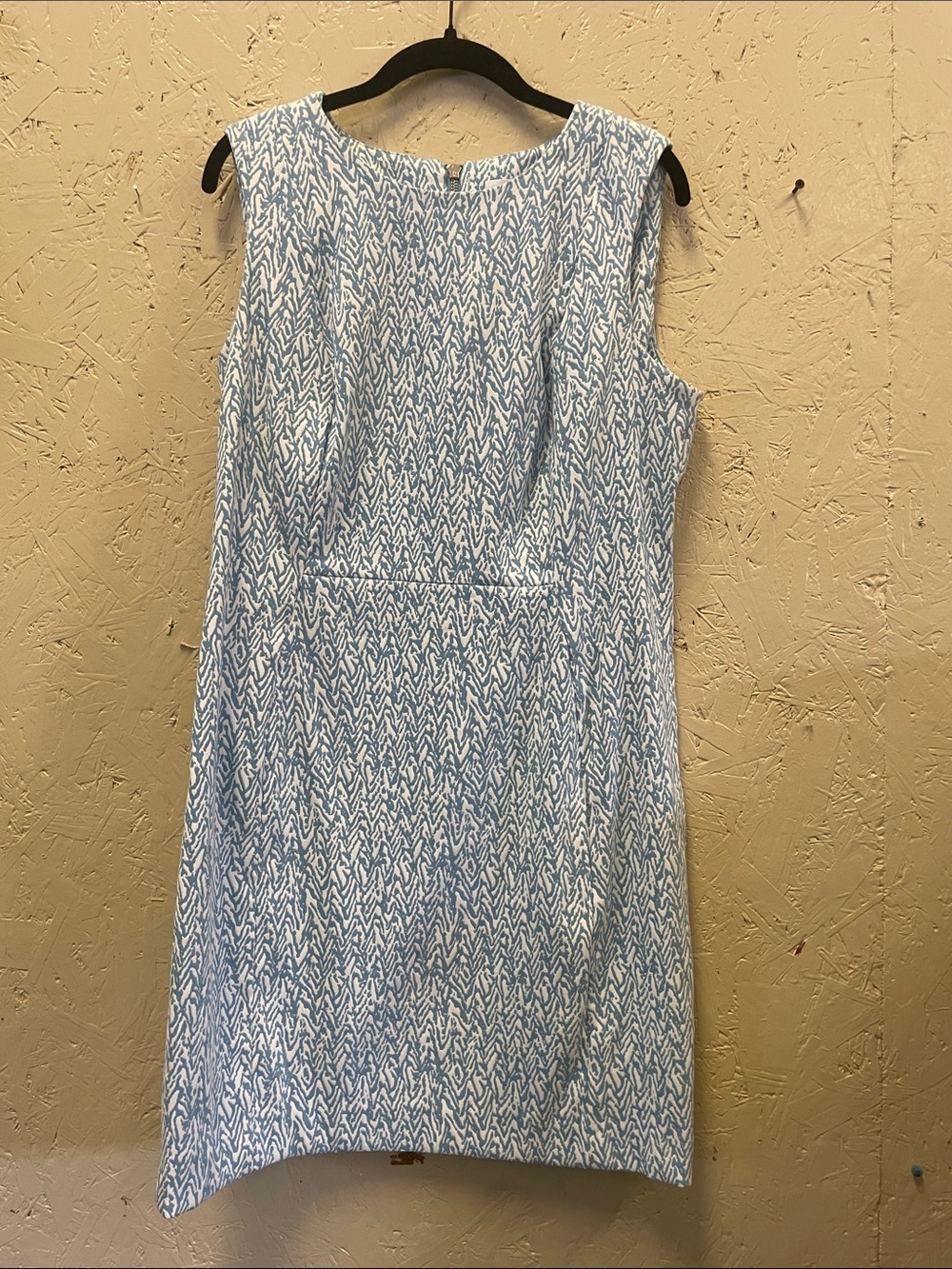 Calvin Klein Light Blue and White Sleeveless Sheath Dress